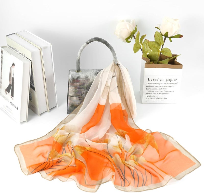 E-Clover Herebuy - Unique Women's Floral Scarves: Chiffon Flowers & Birds Printed Scarf - Image 3